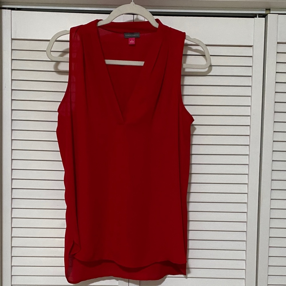 Tommy Hilfiger Women's V-Neck Red Blouse